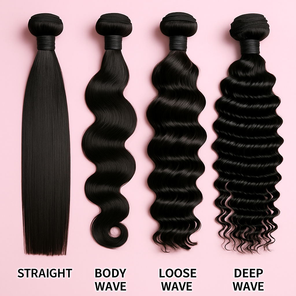 Wig Texture Comparison – Straight, Body Wave, Loose Wave, Deep Wave | Armani Extensions