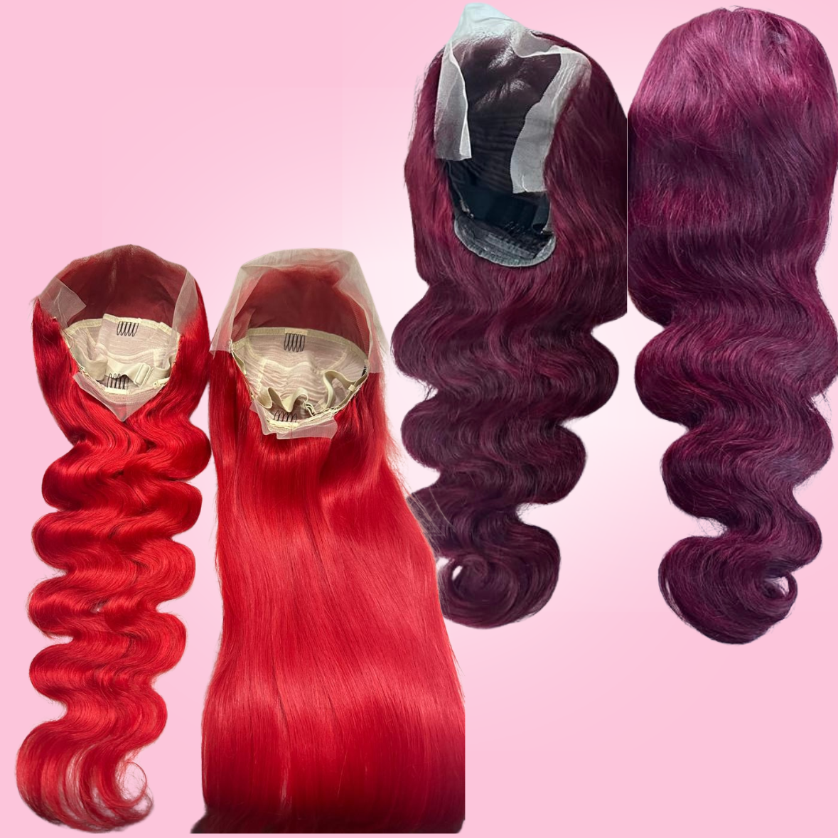 RED & BURGUNDY 13x4 HD LACE FRONTAL WIG | STRAIGHT, BODY WAVE