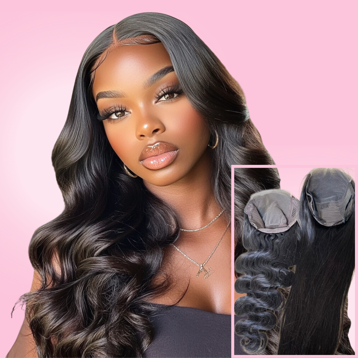 Straight human hair wig with 6x6 closure