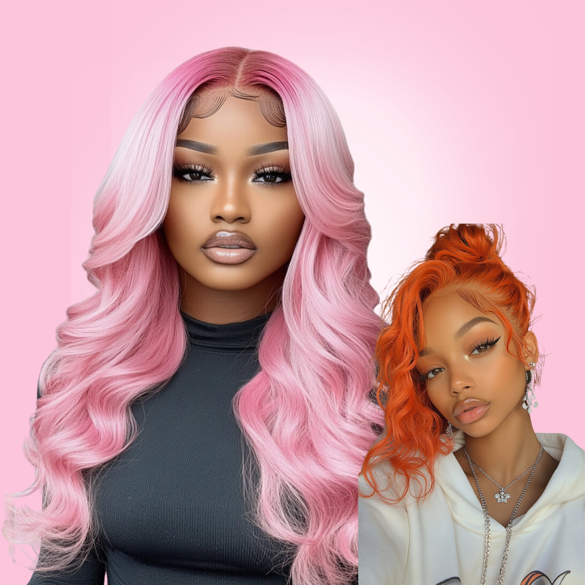 PRECOLORED 13X4 LACE FRONTAL WIGS, PINK, 350, GRAY, STRAIGHT OR BODY WAVE, ARMANI EXTENSIONS