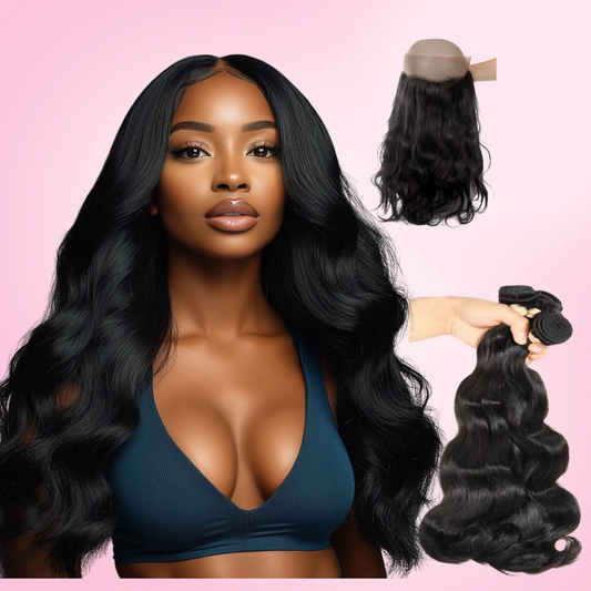 3 Bundles with 360 Lace Frontal – Virgin Brazilian Hair 