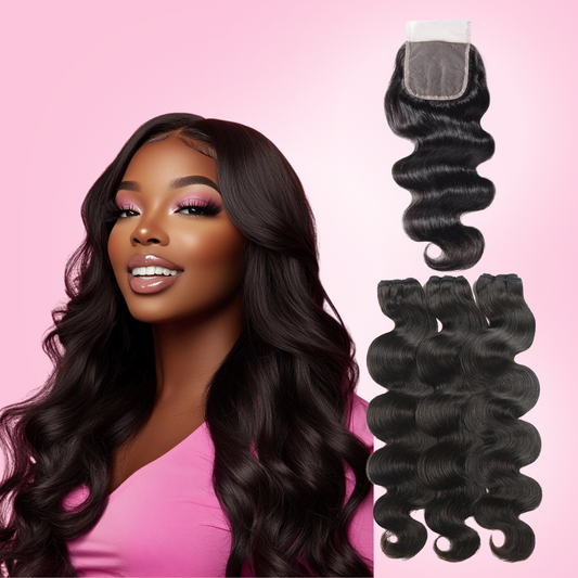 3 Bundles & Lace Closure Deal – 4x4 or 5x5 – Virgin Human Hair – Straight, Body Wave, Deep Wave, Loose Wave, Water Wave | Armani Extensions

