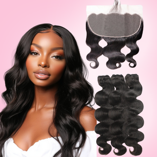 3 Bundles with Frontal – 13x4 or 13x6 – Straight, Body Wave, or Loose Wave – Virgin Human Hair | Armani Extensions

