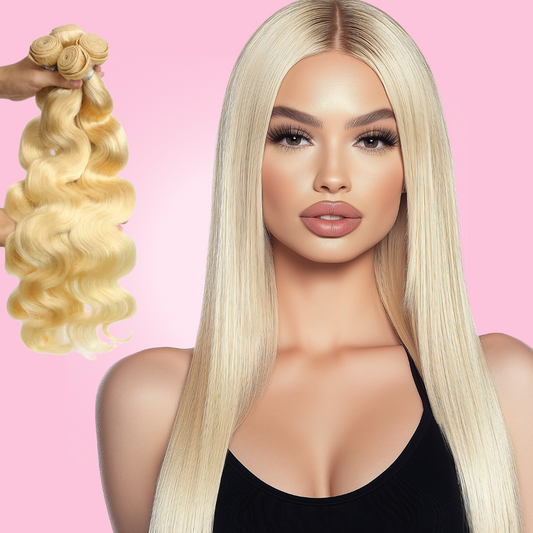 613 Blonde 4 Bundle Deal – Straight and Body Wave Virgin Hair – Long Lengths – Bright Blonde | Armani Extensions

